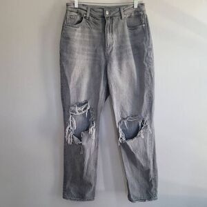 American Eagle comfort stretch waistband grey denim jeans distressed grunge